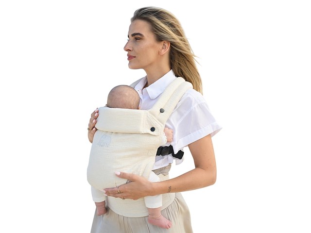 Deryan amora draagzak linnen en katoen baby draagzak ergonomisch cream - afbeelding 1 van  4