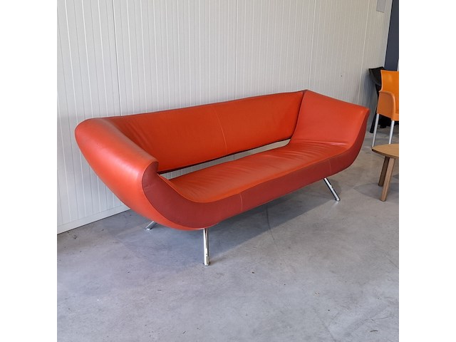 Design bank, leolux, 3 zits, rood - afbeelding 1 van  11