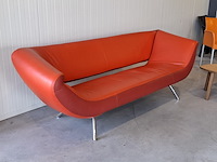 Design bank, leolux, 3 zits, rood