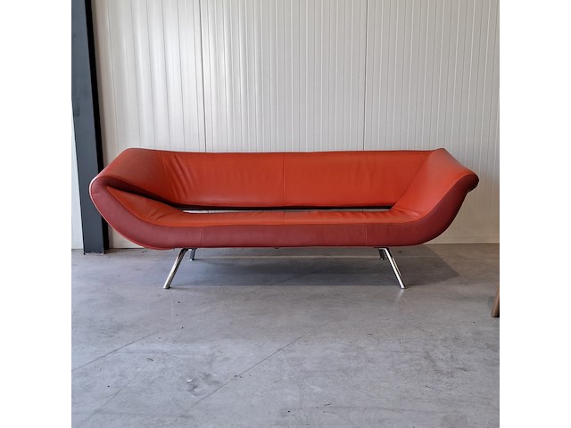 Design bank, leolux, 3 zits, rood - afbeelding 4 van  11