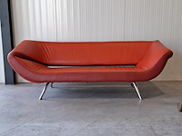 Design bank, leolux, 3 zits, rood - afbeelding 4 van  11