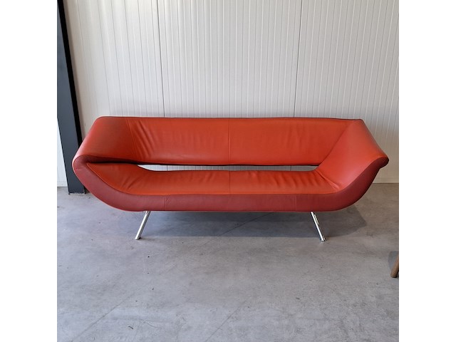 Design bank, leolux, 3 zits, rood - afbeelding 5 van  11