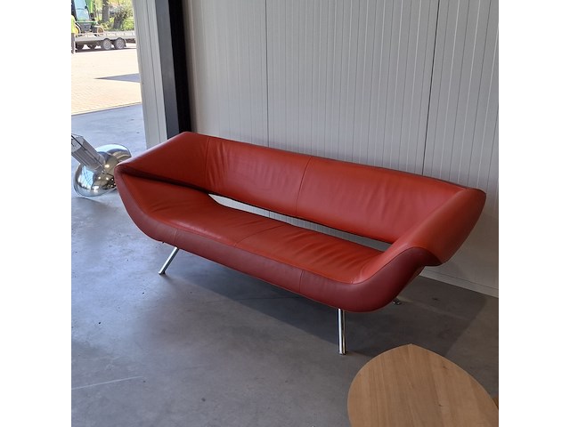 Design bank, leolux, 3 zits, rood - afbeelding 6 van  11