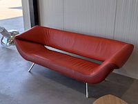 Design bank, leolux, 3 zits, rood - afbeelding 6 van  11