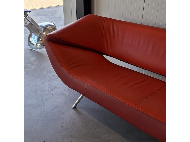 Design bank, leolux, 3 zits, rood - afbeelding 7 van  11