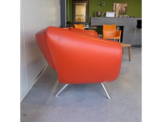 Design bank, leolux, 3 zits, rood - afbeelding 9 van  11