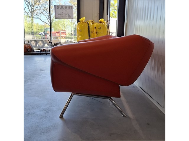 Design bank, leolux, 3 zits, rood - afbeelding 10 van  11