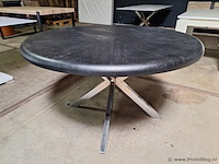 Design eettafel, rond model v.v. zwart tafelblad en verchroomd onderstel - afbeelding 2 van  5