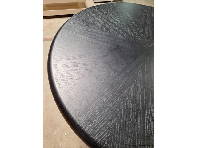 Design eettafel, rond model v.v. zwart tafelblad en verchroomd onderstel - afbeelding 4 van  5