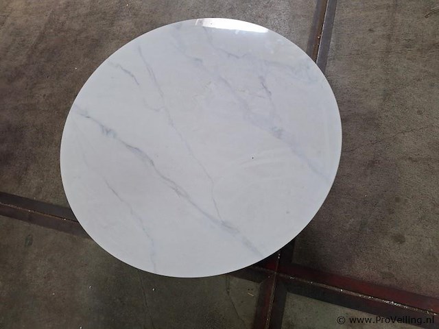 Design ronde salontafel v.v. marmerlook tafelblad en zandlopervormig onderstel ø 75cm - afbeelding 5 van  5