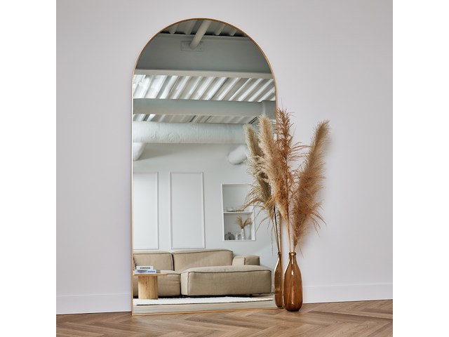 Design spiegel met boog goud 200x100 cm - afbeelding 3 van  4