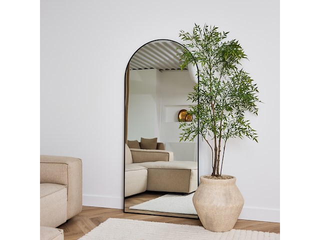 Design spiegel met boog zwart 180x70 cm - afbeelding 1 van  5