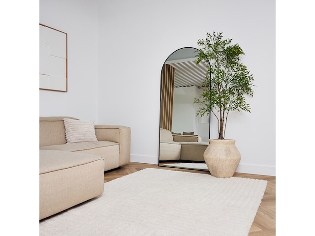 Design spiegel met boog zwart 180x70 cm - afbeelding 3 van  5