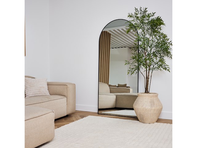 Design spiegel met boog zwart 180x70 cm - afbeelding 2 van  5