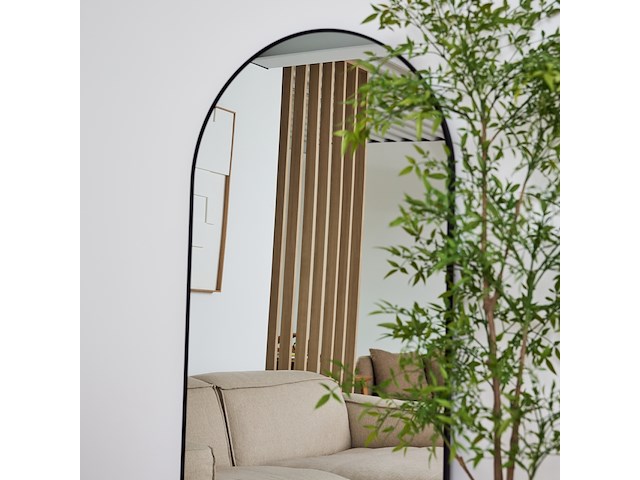 Design spiegel met boog zwart 180x70 cm - afbeelding 4 van  5