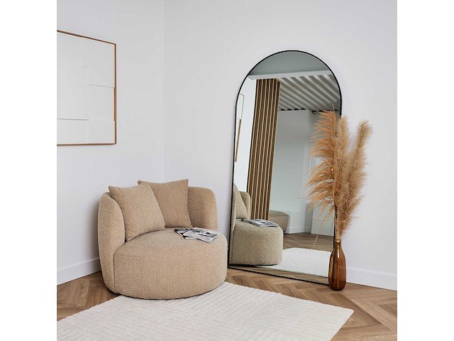 Design spiegel met boog zwart 200x100 cm - afbeelding 4 van  5