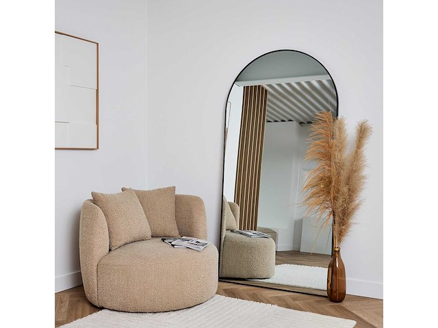 Design spiegel met boog zwart 200x100 cm - afbeelding 5 van  5