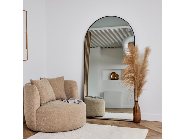 Design spiegel met boog zwart 200x100 cm - afbeelding 1 van  5