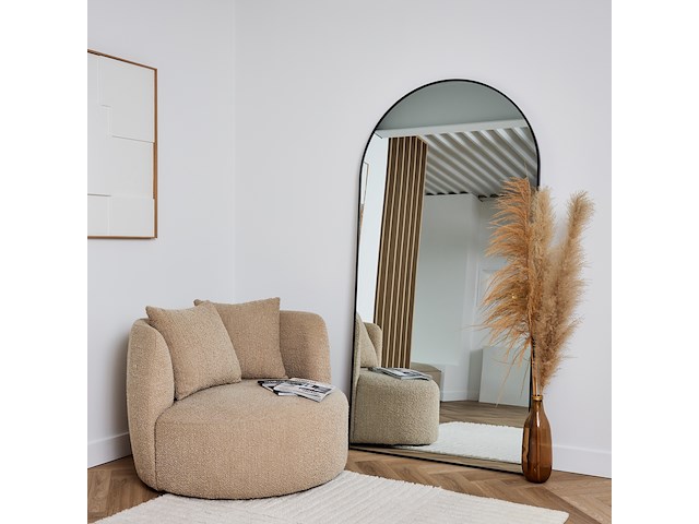 Design spiegel met boog zwart 200x100 cm - afbeelding 4 van  5