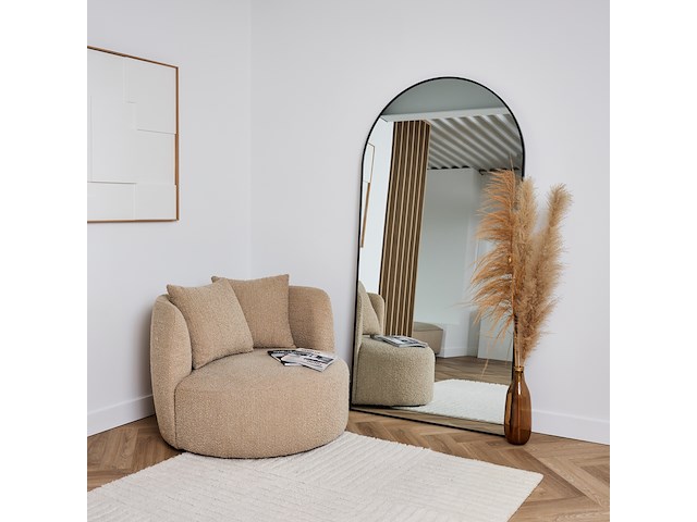 Design spiegel met boog zwart 200x100 cm - afbeelding 3 van  5