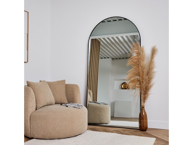 Design spiegel met boog zwart 200x100 cm - afbeelding 1 van  4