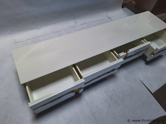 Design tv-meubel; kleur wit en goud - afbeelding 4 van  6
