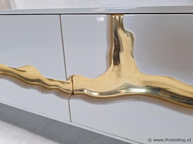 Design tv-meubel; kleur wit en goud - afbeelding 5 van  6
