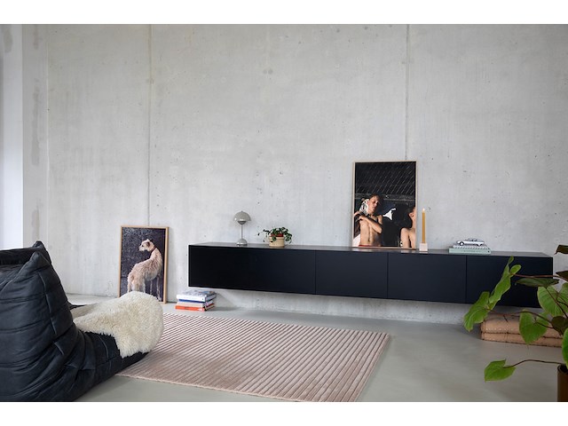 Design tv-meubel met frame, raat, loef | 275, zwart, staand of zwevend - afbeelding 3 van  4