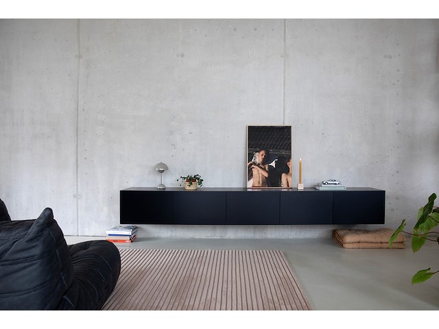 Design tv-meubel met frame, raat, loef | 275, zwart, staand of zwevend - afbeelding 4 van  4
