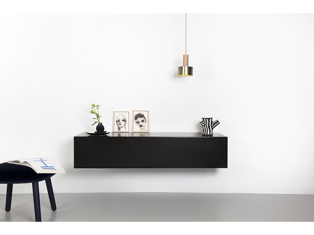Design tv-meubel, raat, norm | 120 lowboard, zwart, staand of zwevend - afbeelding 2 van  2