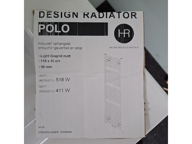 Designradiator hr badmeubel, polo, light graphite matt - afbeelding 4 van  4