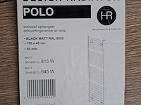 Designradiator, hr badmeubelen, polo, black metal (ral 9005) - afbeelding 4 van  4