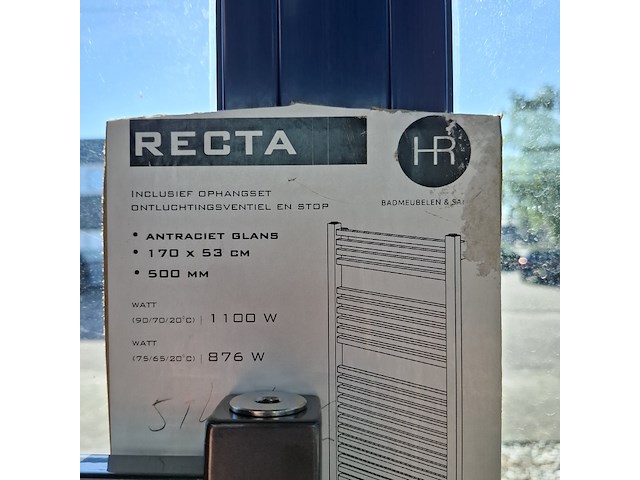 Designradiator hr badmeubelen, recta, glans antraciet - afbeelding 4 van  4