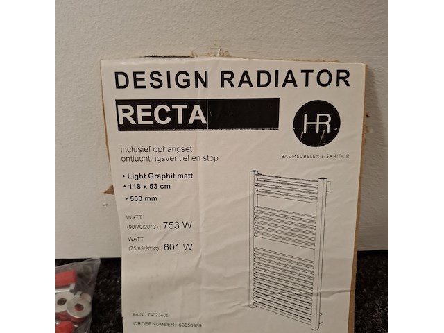 Designradiator hr badmeubelen, recta, light graphite mat - afbeelding 4 van  4
