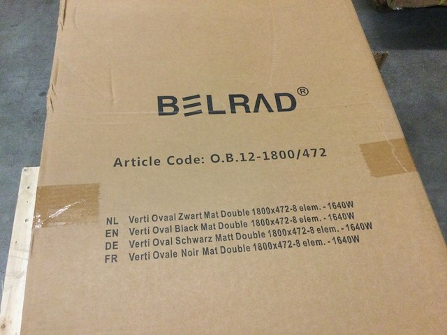 Designradiator ovaal enkel 180x47,2 cm, belrad o.b.12-1800/472, mat zwart - afbeelding 2 van  3