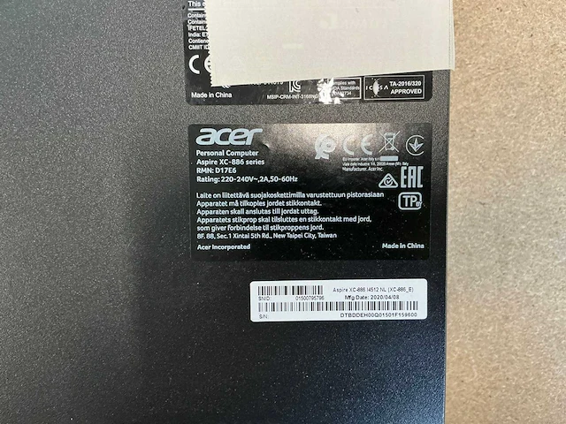 Desktop - acer - aspire xc-886 - afbeelding 3 van  3