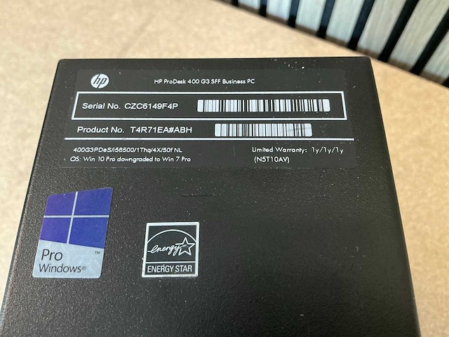 Desktop - hp - hp prodesk 400 g3 sff - afbeelding 3 van  4
