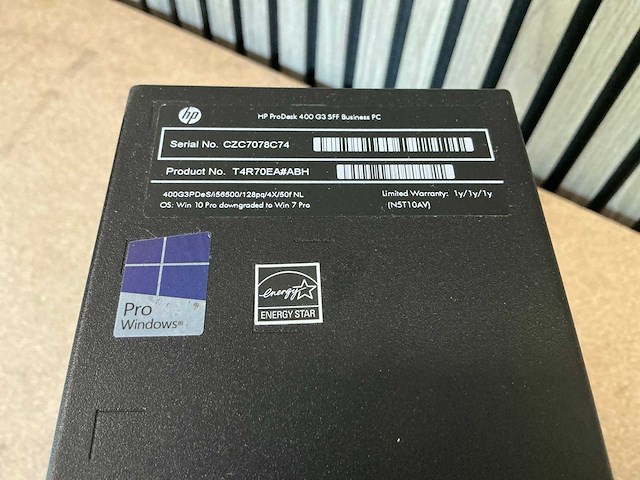 Desktop - hp - hp prodesk 400 g3 sff - afbeelding 3 van  4