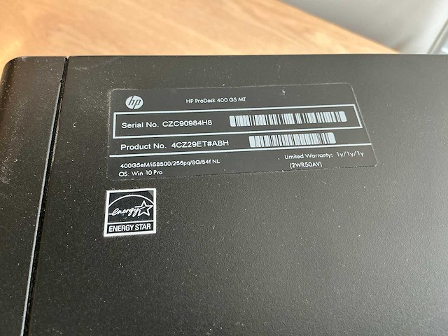 Desktop - hp - hp prodesk 400 g5 mt - afbeelding 1 van  2