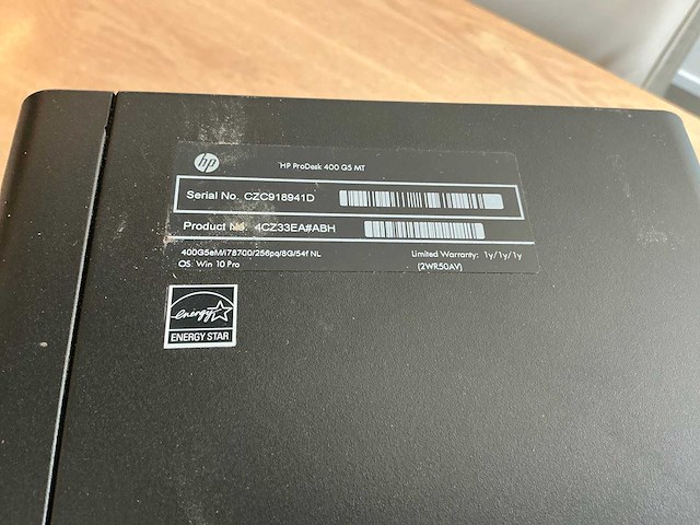 Desktop - hp - hp prodesk 400 g5 mt - afbeelding 3 van  4