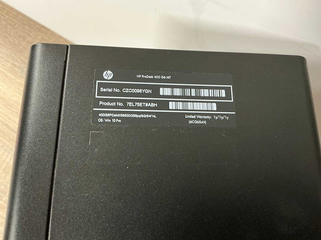 Desktop - hp - hp prodesk 400 g6 mt - afbeelding 1 van  2