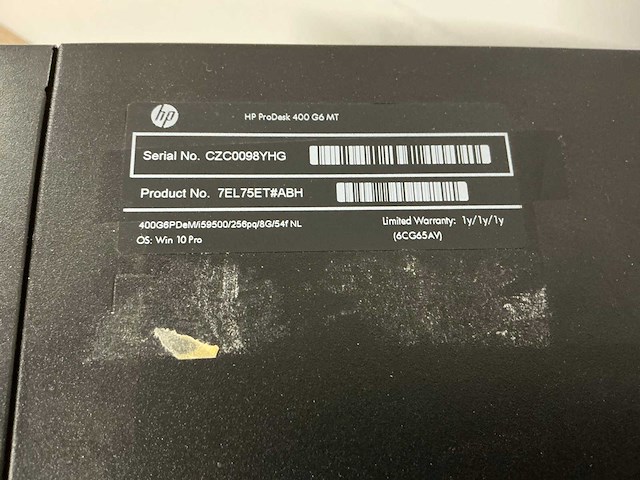 Desktop - hp - hp prodesk 400 g6 mt - afbeelding 3 van  4