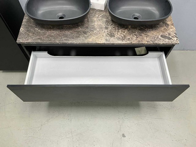 Detremmerie - black mat/marmer - badmeubelset 120 cm - afbeelding 15 van  17