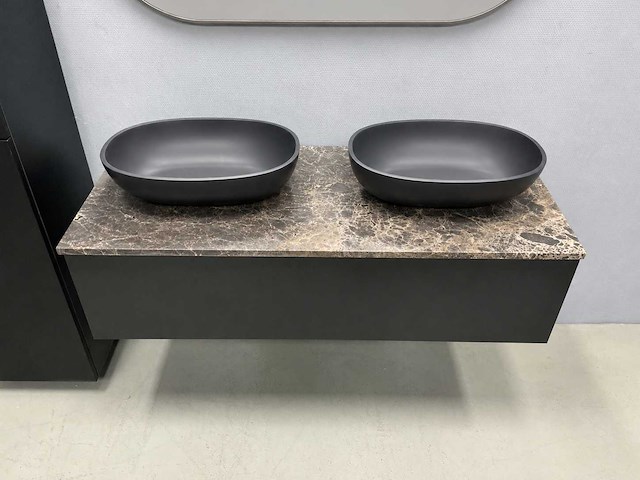 Detremmerie - black mat/marmer - badmeubelset 120 cm - afbeelding 10 van  12