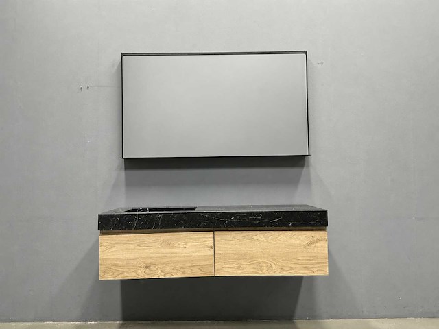 Detremmerie - stucture nature/marmer - badmeubelset 140 cm - afbeelding 4 van  10