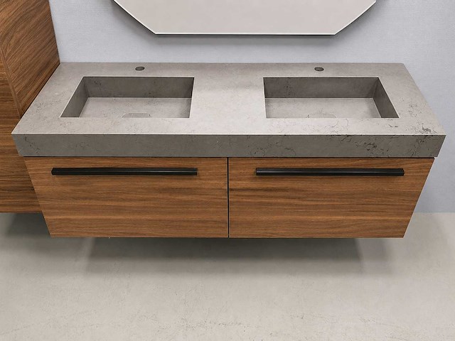 Detremmerie - wallnut/marmer carrara - badmeubelset 140 cm - afbeelding 15 van  18