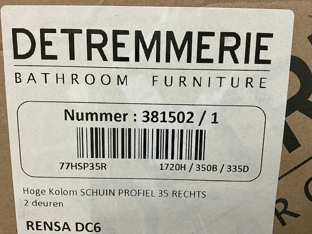 Detremmerie kolomkast 2 deurs greeploos - afbeelding 4 van  6