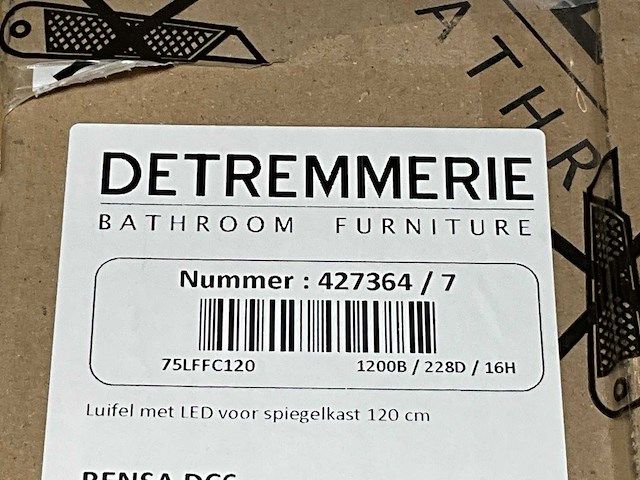 Detremmerie luifel met led voor spiegelkast 120cm - afbeelding 2 van  3