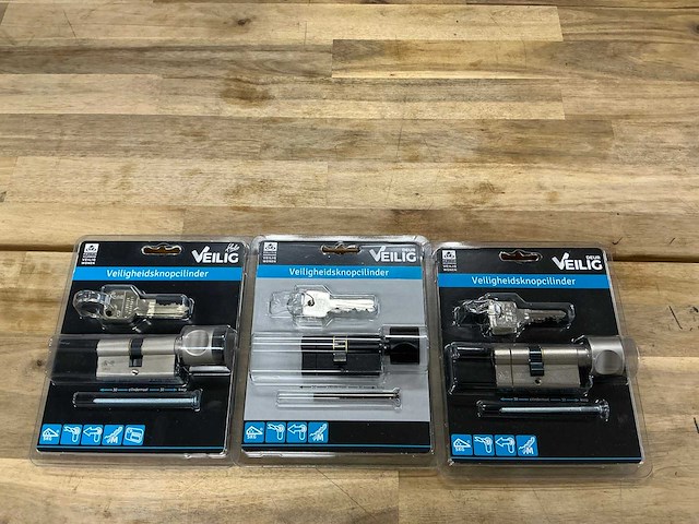 Deur veilig veiligheidsknopcilinder (3x) - afbeelding 1 van  2