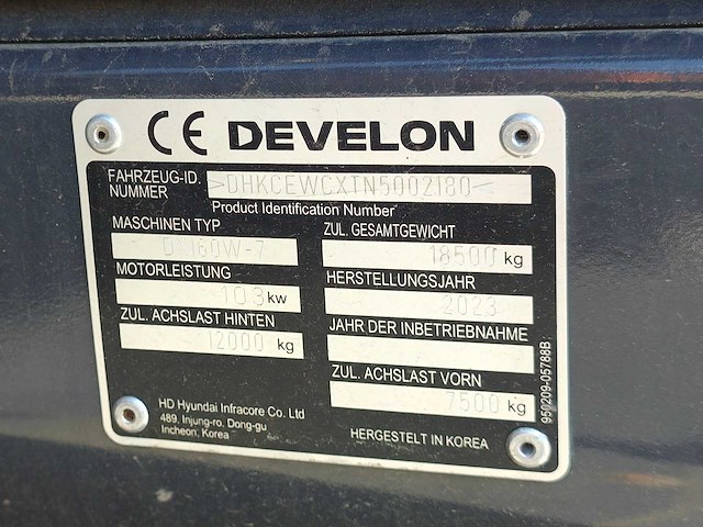 Develon - 2023 - dx160w-7 - banden graafmachine - afbeelding 6 van  49